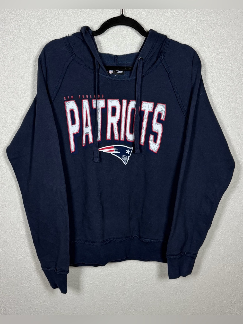 NFL Women’s M New England Patriots Pullover Hoodie Navy Pockets Football Fall